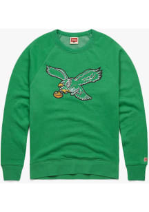 Homage Philadelphia Eagles Mens Kelly Green Retro Primary Logo Long Sleeve Fashion Sweatshirt