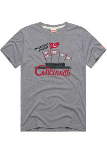 Homage Cincinnati Reds Grey Riverfront Stadium Short Sleeve Fashion T Shirt