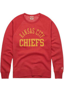 Homage Kansas City Chiefs Mens Red City Name Over Flat Name Long Sleeve Fashion Sweatshirt