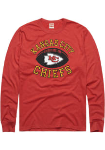 Homage Kansas City Chiefs Red Rounded Football Heart And Soul Long Sleeve Fashion T Shirt