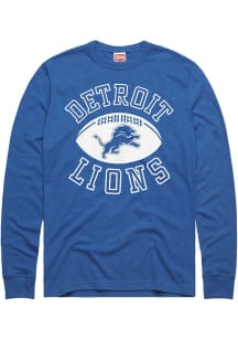 Homage Detroit Lions Blue Rounded Football Heart And Soul Long Sleeve Fashion T Shirt