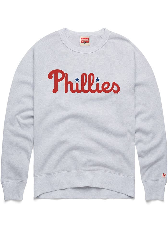Homage Philadelphia Phillies Mens ASH Jersey Logo Long Sleeve