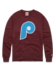 Homage Philadelphia Phillies Mens Maroon Retro Logo Long Sleeve Fashion Sweatshirt