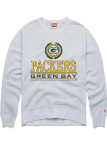 Homage Green Bay Packers Mens Ash Crest Long Sleeve Fashion Sweatshirt