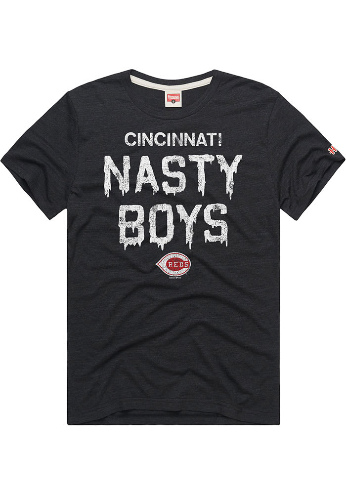 Homage Cincinnati Reds Black Nasty Boys Short Sleeve Fashion T Shirt, Black, 50 COT/25 POLY/25 RAY, Size L, Rally House