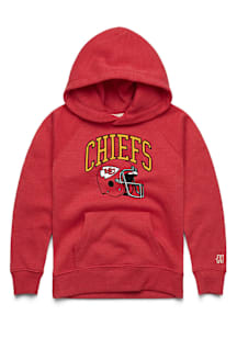 Homage Kansas City Chiefs Youth Red Arched Logo Helmet Long Sleeve Hoodie
