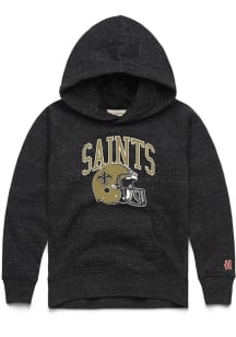 Homage New Orleans Saints Youth Black Arched Logo Helmet Long Sleeve Hoodie