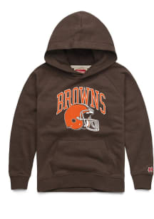 Homage Cleveland Browns Toddler Brown Arched Logo Helmet Long Sleeve Hooded Sweatshirt