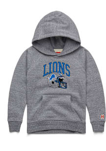 Homage Detroit Lions Toddler Grey Arched Logo Helmet Long Sleeve Hooded Sweatshirt