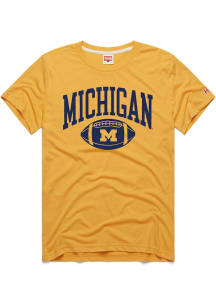 Homage Michigan Wolverines Gold Football Short Sleeve Fashion T Shirt