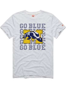 Homage Michigan Wolverines Grey Go Blue Retro Short Sleeve Fashion T Shirt