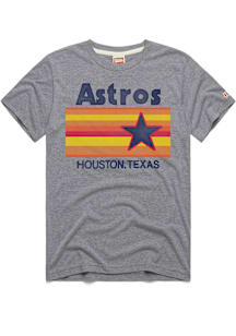 Homage Houston Astros Grey Rainbow Logo Short Sleeve Fashion T Shirt