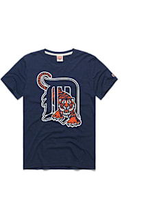 Homage Detroit Tigers Navy Blue 1994 to 2005 Primary Logo Short Sleeve Fashion T Shirt