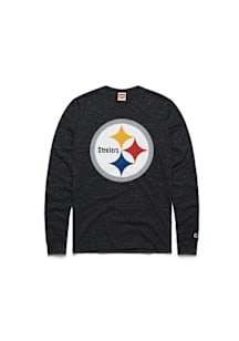 Homage Pittsburgh Steelers Charcoal Logo Long Sleeve Fashion T Shirt