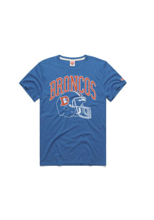 Homage Denver Broncos Blue Arch Over Helmet Short Sleeve Fashion T Shirt