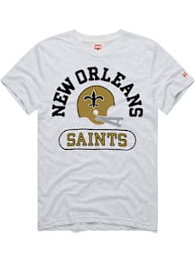 Homage New Orleans Saints Grey Throwback Helmet Short Sleeve Fashion T Shirt