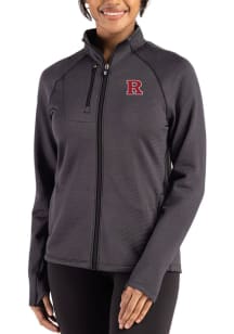 Womens Rutgers Scarlet Knights Black Cutter and Buck Peshastin Long Sleeve Full Zip Jacket