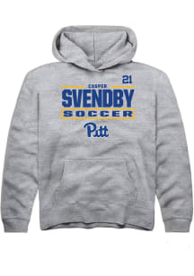 Casper Svendby Rally Youth Grey Pitt Panthers NIL Stacked Box Long Sleeve Player Hoodie