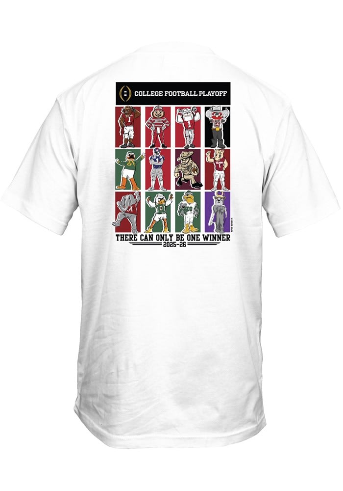 White 2025 College Football Playoff 12 Team Mascots Short Sleeve T