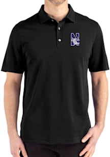 Cutter and Buck Northwestern Wildcats Black Advantage Refresh Pique Big and Tall Polo