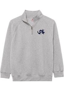 Drexel Dragons Mens Grey Essentials Embroidery Long Sleeve Qtr Zip Pullover