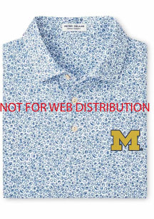 Mens White Michigan Wolverines Blitz all over print Short Sleeve Polo Shirt