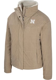 Colosseum Nebraska Cornhuskers Womens Khaki Luxury Corduroy Puffer Heavy Weight Jacket