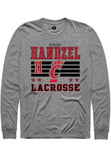 Morgan Handzel Cincinnati Bearcats Grey NIL Striped Long Sleeve Player T Shirt