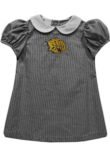 Vive La Fete Arkansas Pine Bluff Golden Lions Toddler Girls Black Gingham Collar Short Sleeve Dres..