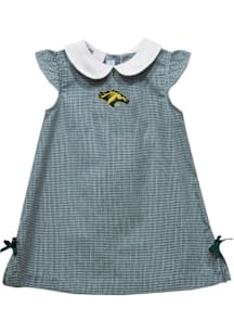 Vive La Fete Cal Poly Mustangs Baby Girls Green Gingham Short Sleeve Dress