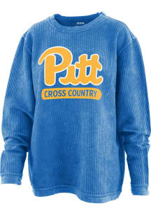 Mens Pitt Panthers Blue Pressbox Corded Fleece Crew Sweatshirt