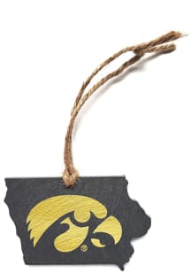 Black Iowa Hawkeyes Slate Ornament