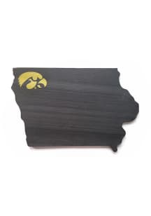 Black Iowa Hawkeyes State Shape Kitchen Cutting Board