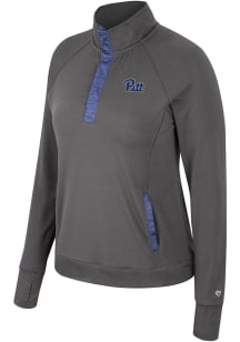 Womens Pitt Panthers Grey Colosseum Snap Qtr Zip Pullover