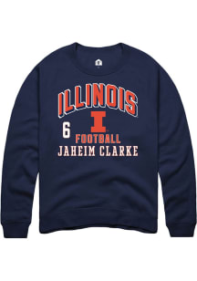 Jaheim Clarke Rally Mens Navy Blue Illinois Fighting Illini NIL Arch Logo Player Crew