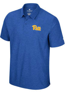 Mens Pitt Panthers Blue Colosseum Team Logo Short Sleeve Polo Shirt