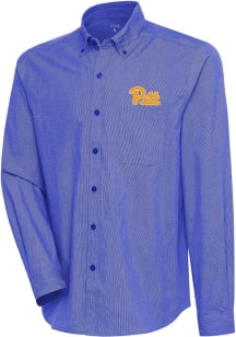 Mens Pitt Panthers Blue Antigua Team Style Long Sleeve Dress Shirt