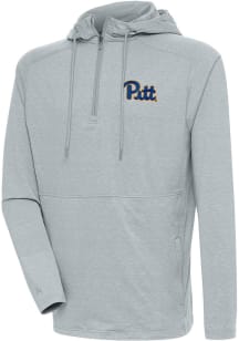 Mens Pitt Panthers Grey Antigua Team Logo Hooded Sweatshirt