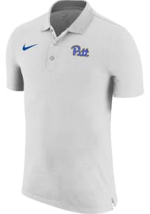 Mens Pitt Panthers White Nike Team Short Sleeve Polo Shirt
