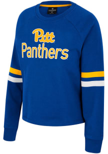 Womens Pitt Panthers Blue Colosseum Team Crew Sweatshirt