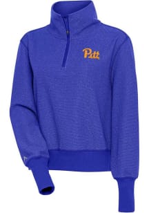 Womens Pitt Panthers Blue Antigua Team Qtr Zip