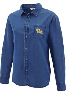 Womens Blue Pitt Panthers Team Long Sleeve Dress Shirt