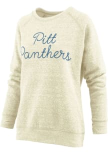 Womens Pitt Panthers Ivory Pressbox Team Crew Sweatshirt