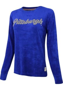 Womens Blue Pitt Panthers Team Wordmark Crew Sweatshirt