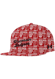 Under Armour Wisconsin Badgers Red Gameday Armourfuse Structured Flatbill Mens Snapback Hat