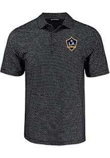 Cutter and Buck LA Galaxy Mens Black Pike Shadow Check Short Sleeve Polo