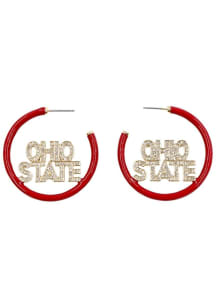 Pave Enamel Hoop Ohio State Buckeyes Womens Earrings - Black