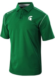Mens Michigan State Spartans Green Columbia Heat Seal Omni Wick Shotgun Short Sleeve Polo Shirt
