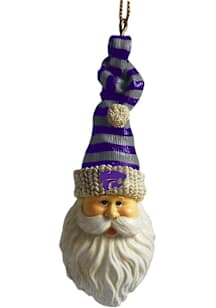 K-State Wildcats Santa with Knit Cap Ornament - Purple