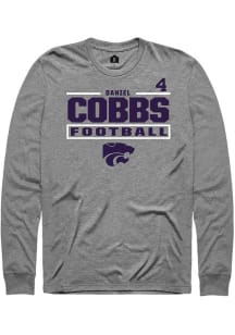 Daniel Cobbs Mens Graphite K-State Wildcats NIL Stacked Box Long Sleeve Player T Shirt